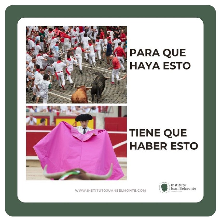 Estos días tal como indica el Instituto Belmonte no hay que ningunear el festejo mayor porque sino esas Corridas de toros, no sería posible el encierro de la mañana.

Y otra cosa, San Fermín sin su idiosincrasia taurina no son nada, sin toros está fiesta no existiría.