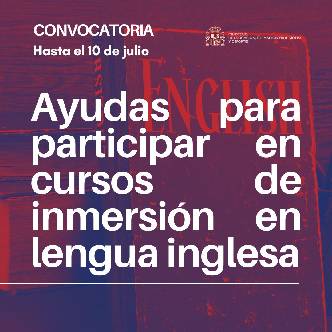 educaciongob's tweet photo. 🔴Mañana termina el plazo para solicitar tu ayuda para participar en cursos de lengua inglesa.

🔸Para alumnos entre 18 y 30 años.
🔸3.165 becas.
🔸Se realizarán en Santander, Cuenca, Valencia, Sevilla, Tenerife, Barcelona, Cartagena y La Línea.

ℹ️👇
https://t.co/rctK01uOzI https://t.co/vUlIDlFuiM