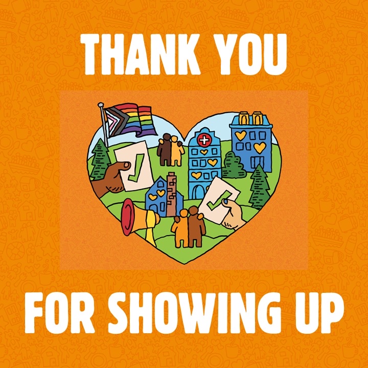 To everyone who cast their vote by postal vote or set their alarm clock yesterday, who motivated friends and family, who showed up, who stood up for our democracy and voted: THANK YOU!