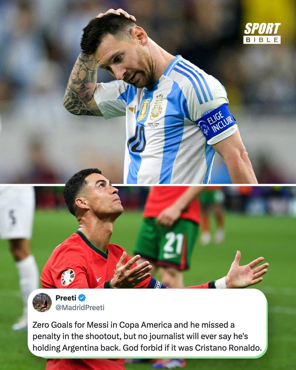 sportbible's tweet image. Does Cristiano Ronaldo get more unfair criticism than Lionel Messi? 🤔