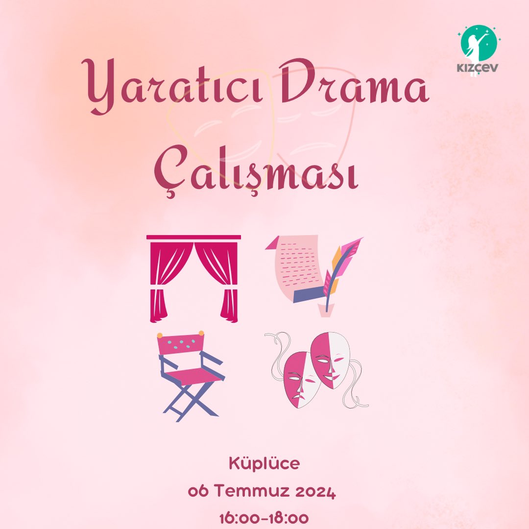 kizcev's tweet photo. 6 Temmuz Cumartesi günü Küplüce’de “Yaratıcı Drama Çalışması” atölyesini gerçekleştireceğiz. 🎭✨ https://t.co/zbOSPdOjcR