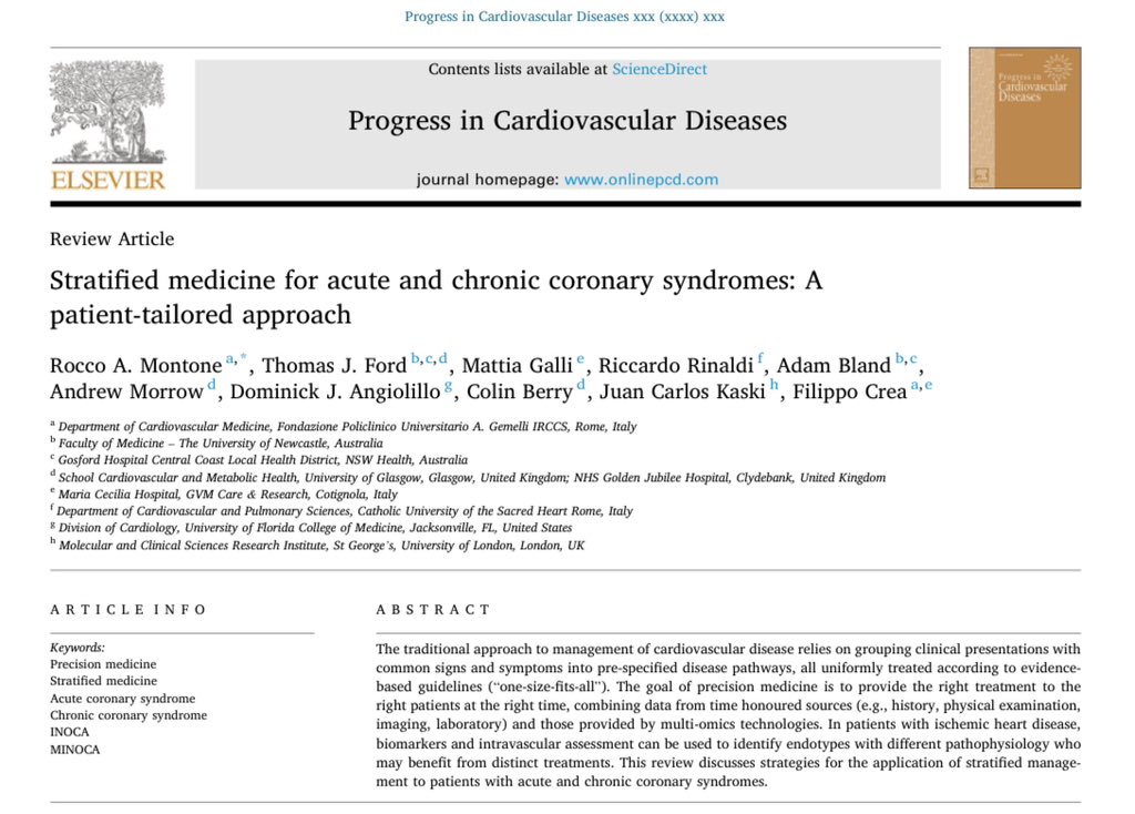 Rocco Montone (@roccomontone) on Twitter photo One-size does not fit all in ischemic heart disease 💔! Read our latest paper about Stratified and Precision medicine 💊 in ACS and CCS patients.
<a href="/MattiaGalli10/">Mattia Galli</a> <a href="/TomJFord/">Tom Ford</a> <a href="/jckaski/">Juan Carlos Kaski</a> <a href="/ColinBerryMD/">Colin Berry</a> <a href="/ehj_ed/">EHJ Editor-in-Chief</a> <a href="/Riccardo_Rin/">Riccardo Rinaldi</a>
#CardioTwitter #precisionmedicine
👉pdf.sciencedirectassets.com/272928/AIP/1-s… One-size does not fit all in ischemic heart disease 💔! Read our latest paper about Stratified and Precision medicine 💊 in ACS and CCS patients.
<a href="/MattiaGalli10/">Mattia Galli</a> <a href="/TomJFord/">Tom Ford</a> <a href="/jckaski/">Juan Carlos Kaski</a> <a href="/ColinBerryMD/">Colin Berry</a> <a href="/ehj_ed/">EHJ Editor-in-Chief</a> <a href="/Riccardo_Rin/">Riccardo Rinaldi</a>
#CardioTwitter #precisionmedicine
👉pdf.sciencedirectassets.com/272928/AIP/1-s…