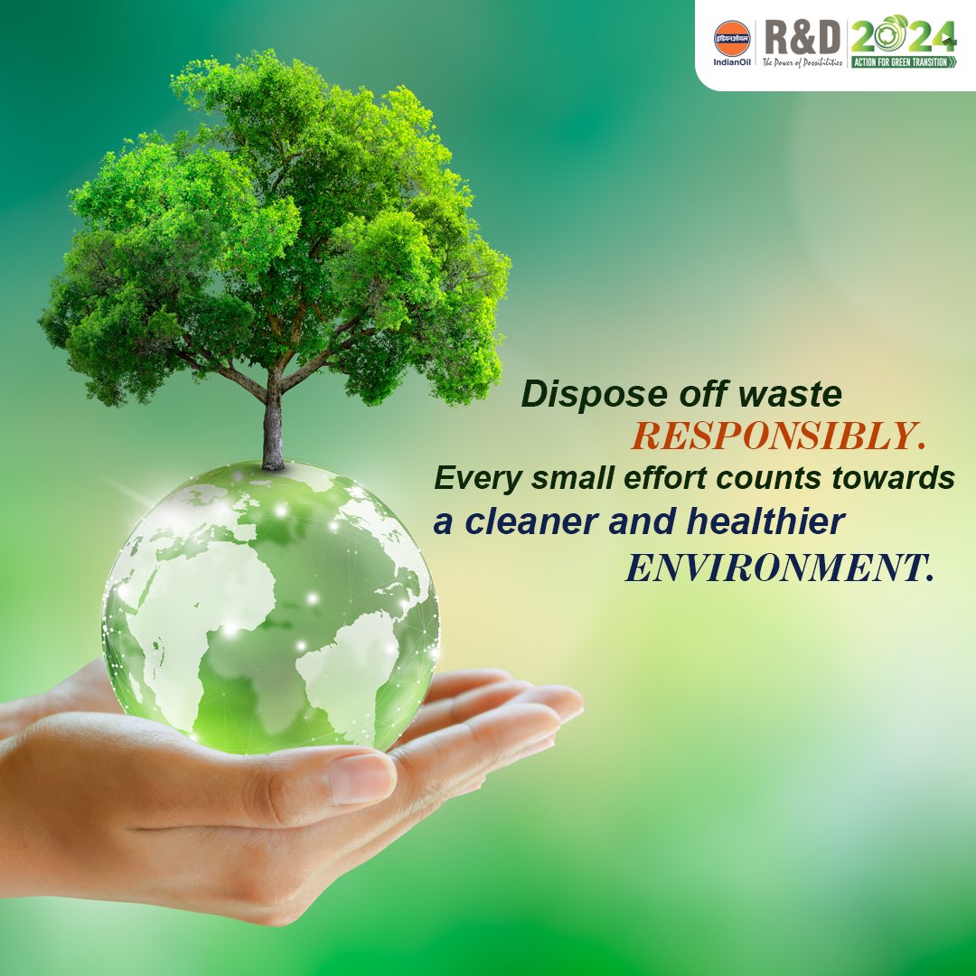 RndIndianoil's tweet image. Effectively dispose off waste today for a greener tomorrow.

#EcoSolutions #GreenLiving#IndianOilRnD
