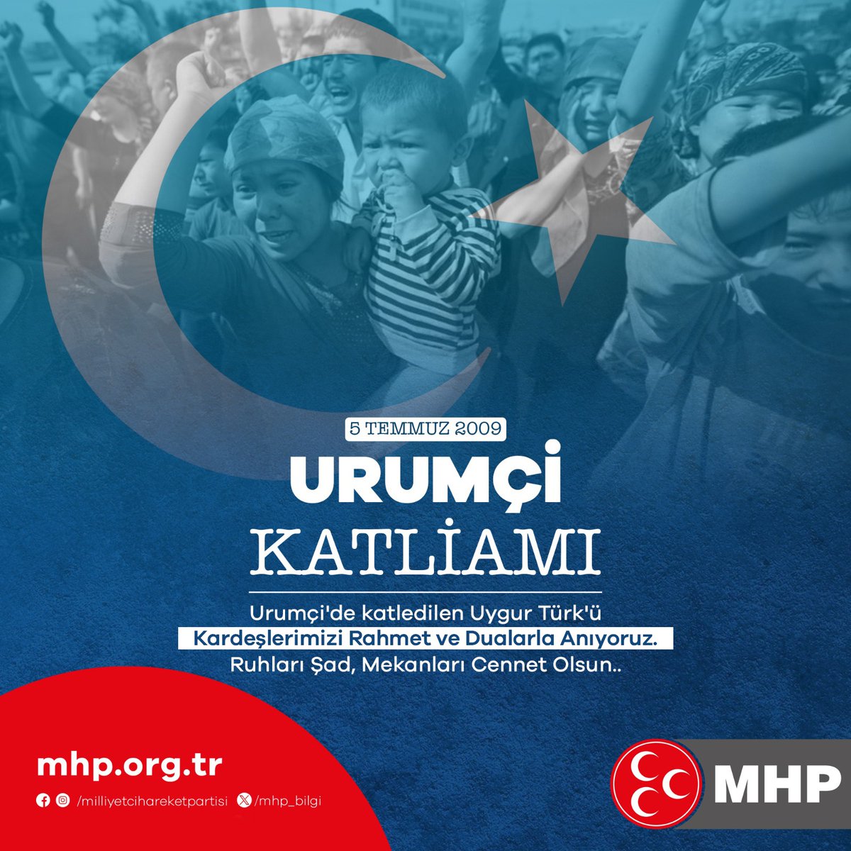 Urumçi'de katledilen Uygur Türk'ü kardeşlerimizi rahmet ve dualarla anıyoruz. Ruhları şad, mekanları cennet olsun...