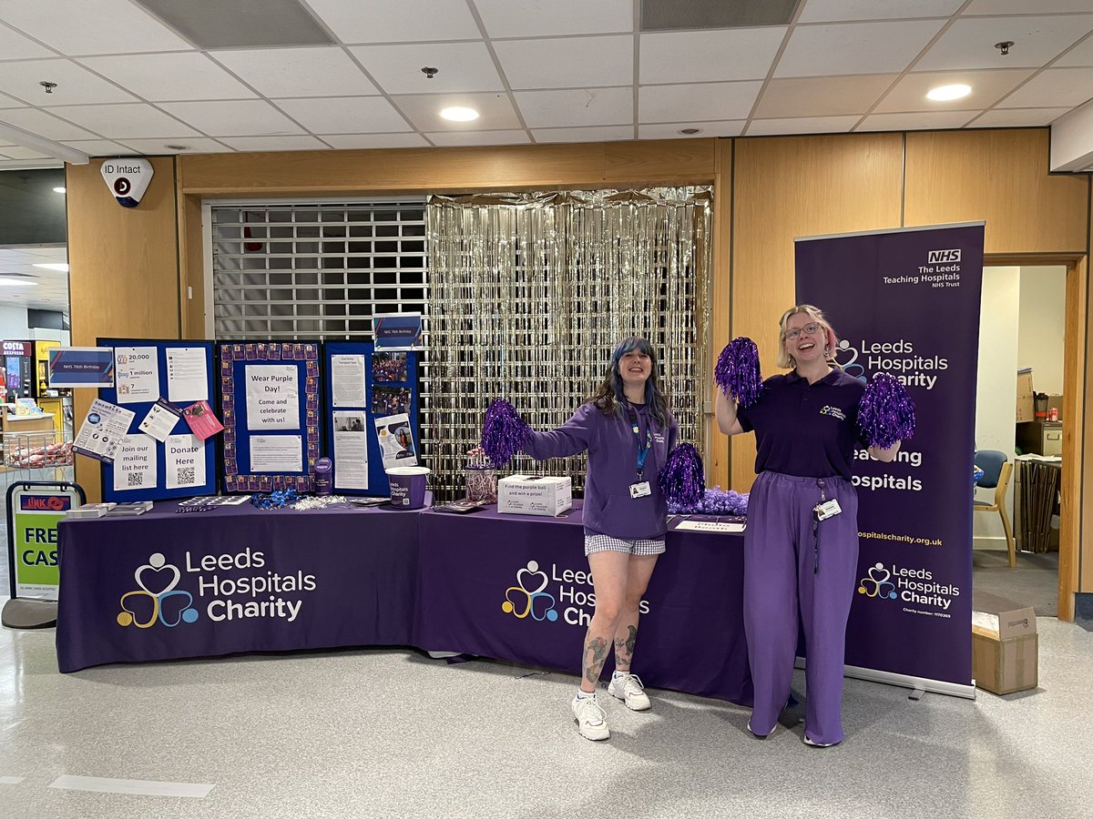 💜WEAR PURPLE DAY💜
Myself and <a href="/BeckyLeedsHC/">Becky Hollingworth💙</a> are in the Gledhow Wing at St. James hospital today, celebrating our amazing NHS and staff! Come grab some freebies, have a chat and maybe even try your hand at our ping pong ball mini game! 🥳
Happy 76th Birthday NHS!