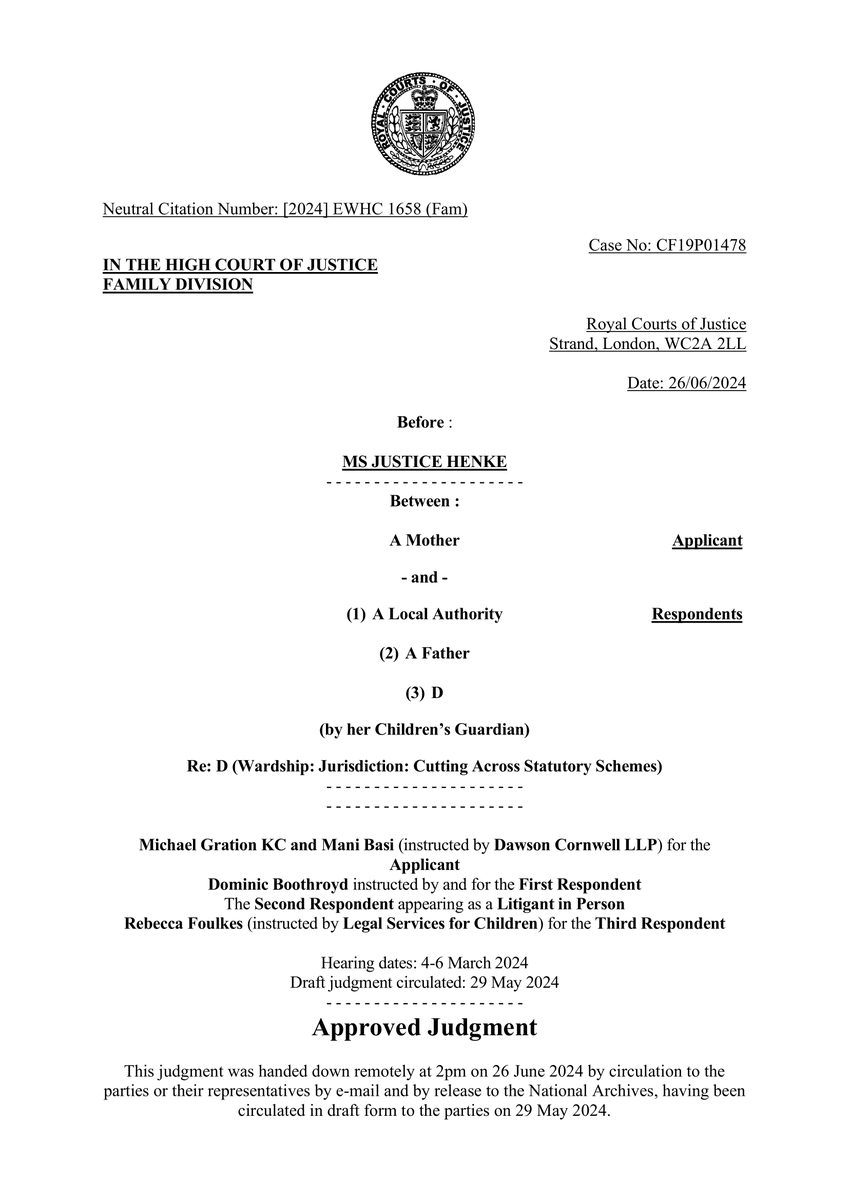 Forum Shah, Amy Rowe and Gemma Adams, instructing Michael Gration KC and Mani Singh Basi, both of 4PB, successfully represented the mother in an application to set aside orders made in care proceedings in respect of her child.

Read more here: bit.ly/3xIInig #FamilyLaw