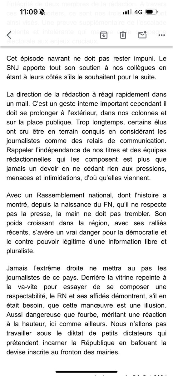 Communiqué du <a href="/SNJ_national/">SNJ - premier syndicat de journalistes</a> après les attaques contre les collègues du groupe <a href="/Nice_Matin/">Nice-Matin</a> et <a href="/Var_Matin/">Var-matin</a> #ElectionsLegislatives2024 #legislatives2024  #Nice06