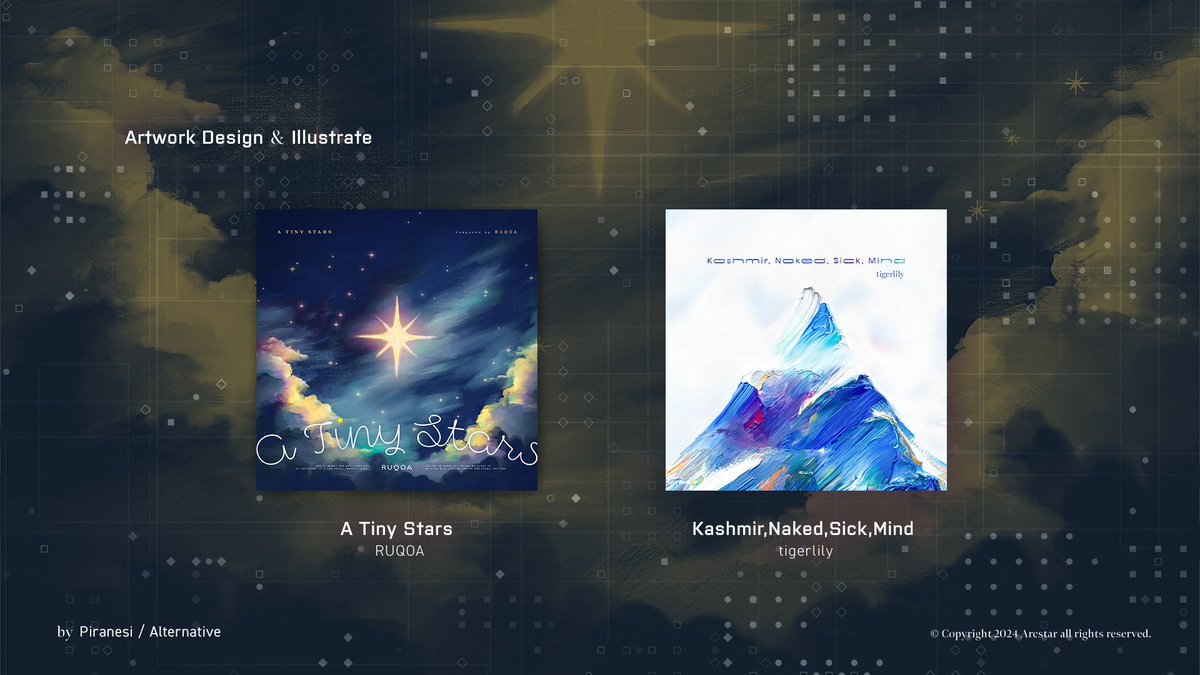 p1marks's tweet photo. 리듬게임 『ELLIA』의 앨범아트
「A Tiny Stars」 / RUQOA (
@RUQOAofficial
)
「Kashmir,Naked,Sick,Mind」 / tigerlily (
@020715tigerlily 
)를 제작했습니다.

잘 부탁드립니다. 🙇

#ELLIA https://t.co/HTVu4sjS1g