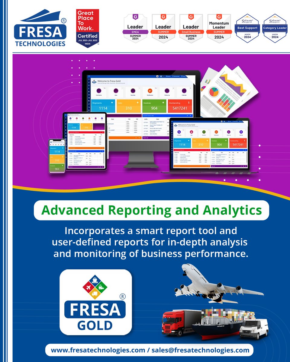 fresatechnology's tweet image. Advanced Reporting and Analytics
Incorporates a smart report tool and user-defined reports for in-depth analysis and monitoring of business performance.

#Fresa #BestSupport #AdvancedReporting #Analytics #SmartReports #DataAnalytics #PerformanceMonitoring #UserDefinedReports