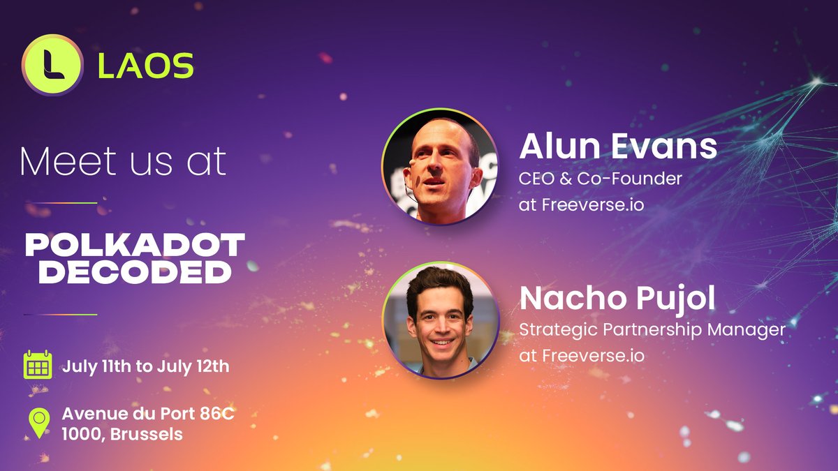 Meet the team in person! 

If you are in Brussels next week for #Ethcc2024 or #polkadotdecoded, go meet <a href="/alunthomasevans/">Alun Evans</a> and @NonFungibleNach! 

They will be around, meeting other builders in the ecosystem. 

DM' us if you are around!