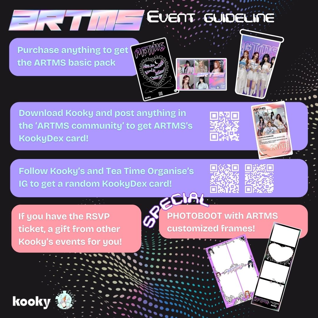 🎁#Kooky_ARTMS_Day -  ADELAIDE!
in partnership with <a href="/teatimeorganise/">Tea Time Organise ~ Adelaide Kpop Cupsleeves</a> ! ✨

✅Be sure to follow the guidelines in the photo to maximize your experience! 📷💖
 🎉Celebrate ARTMS at Gong Cha and take a pic at 'SAY CHEESE' photo studio with Kooky ARTMS's customized frames!!! 📷