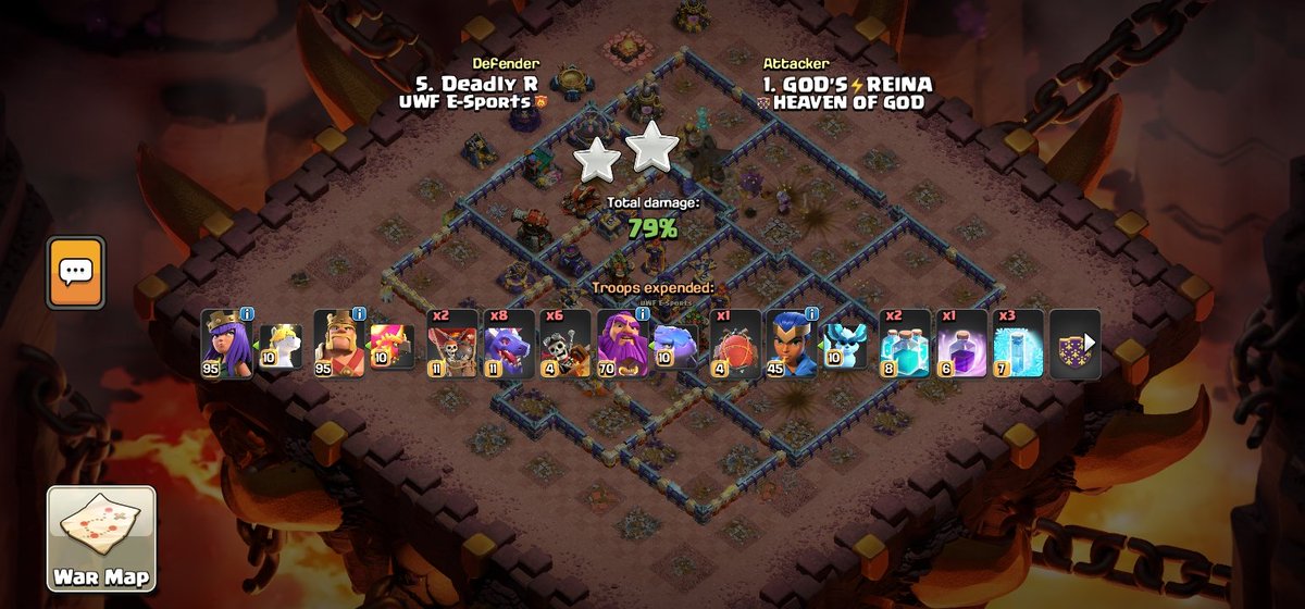 rudransh_0112's tweet image. Sharing my th16 base which gave me good def against meta strats, you can use it in wars or cwl.🔥
Enjoy!😉
link.clashofclans.com/en?action=Open…
Cc - 2 ice golems,3 hh and 2 archers
#clashofclans | #warbase | #cwlbase