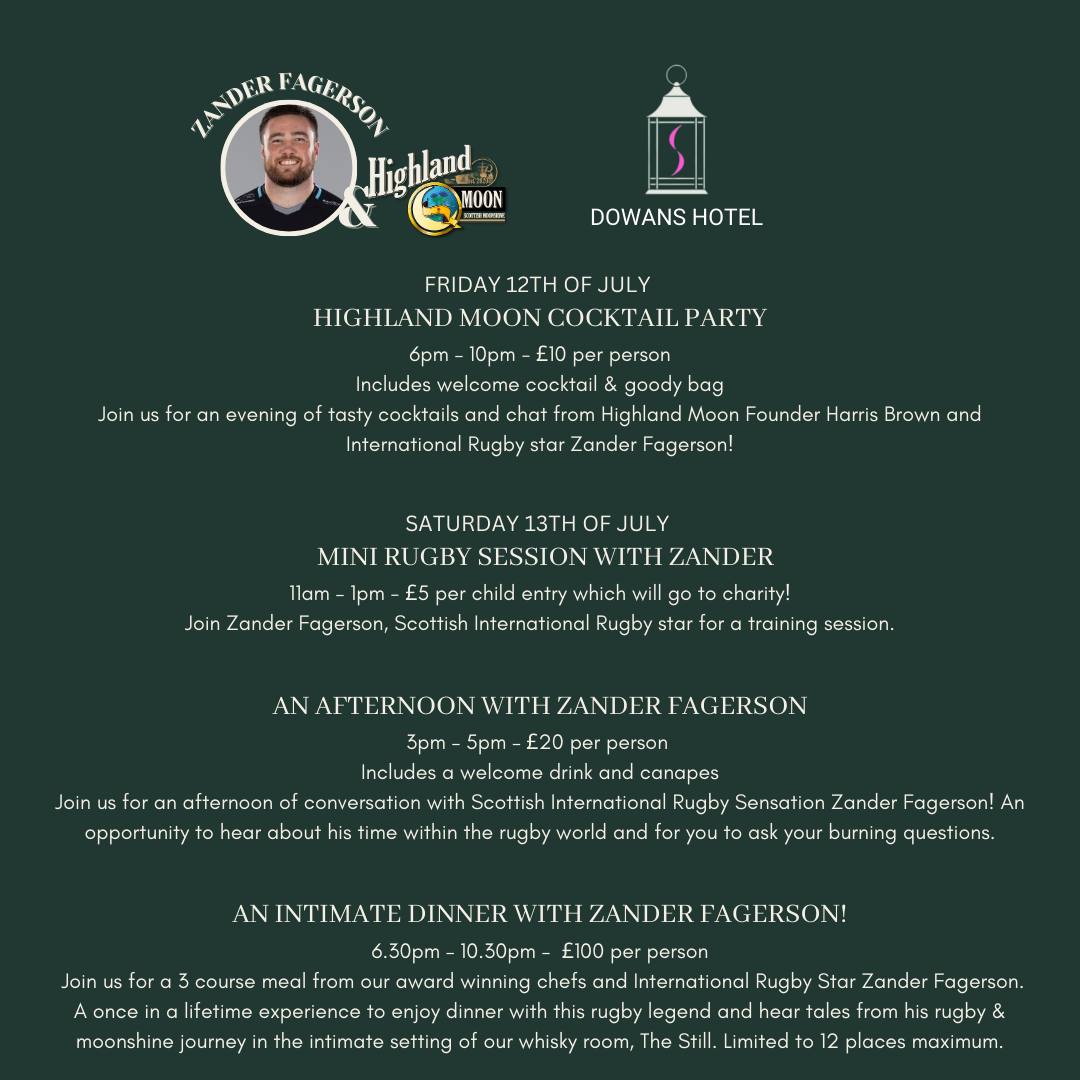 Highland Moon Moonshine (@highlandmoon) on Twitter photo YOU ARE INVITED to join us at <a href="/TheDowansHotel/">The Dowans Hotel</a>
next weekend for a special event featuring the one and only <a href="/ZanderFagerson/">Zander Fagerson</a>!
It promises to be a fantastic time filled with rugby banter and good vibes!
Call 01340 871488 or email us at enquiries@dowanshotel.com to book tickets ! YOU ARE INVITED to join us at <a href="/TheDowansHotel/">The Dowans Hotel</a>
next weekend for a special event featuring the one and only <a href="/ZanderFagerson/">Zander Fagerson</a>!
It promises to be a fantastic time filled with rugby banter and good vibes!
Call 01340 871488 or email us at enquiries@dowanshotel.com to book tickets !