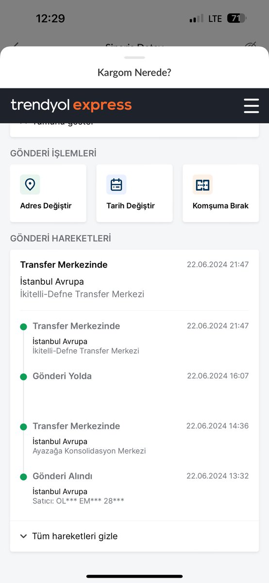 Trendyol yine bildiğimiz gibi mükemmel hızda getiriyor 🤣 Getirilecek konum 100 km ileride bulunan Kocaeli yanlış anlaşılmasın😄😄
<a href="/Trendyol/">Trendyol</a> <a href="/TrendyolDestek/">Trendyol Destek</a>