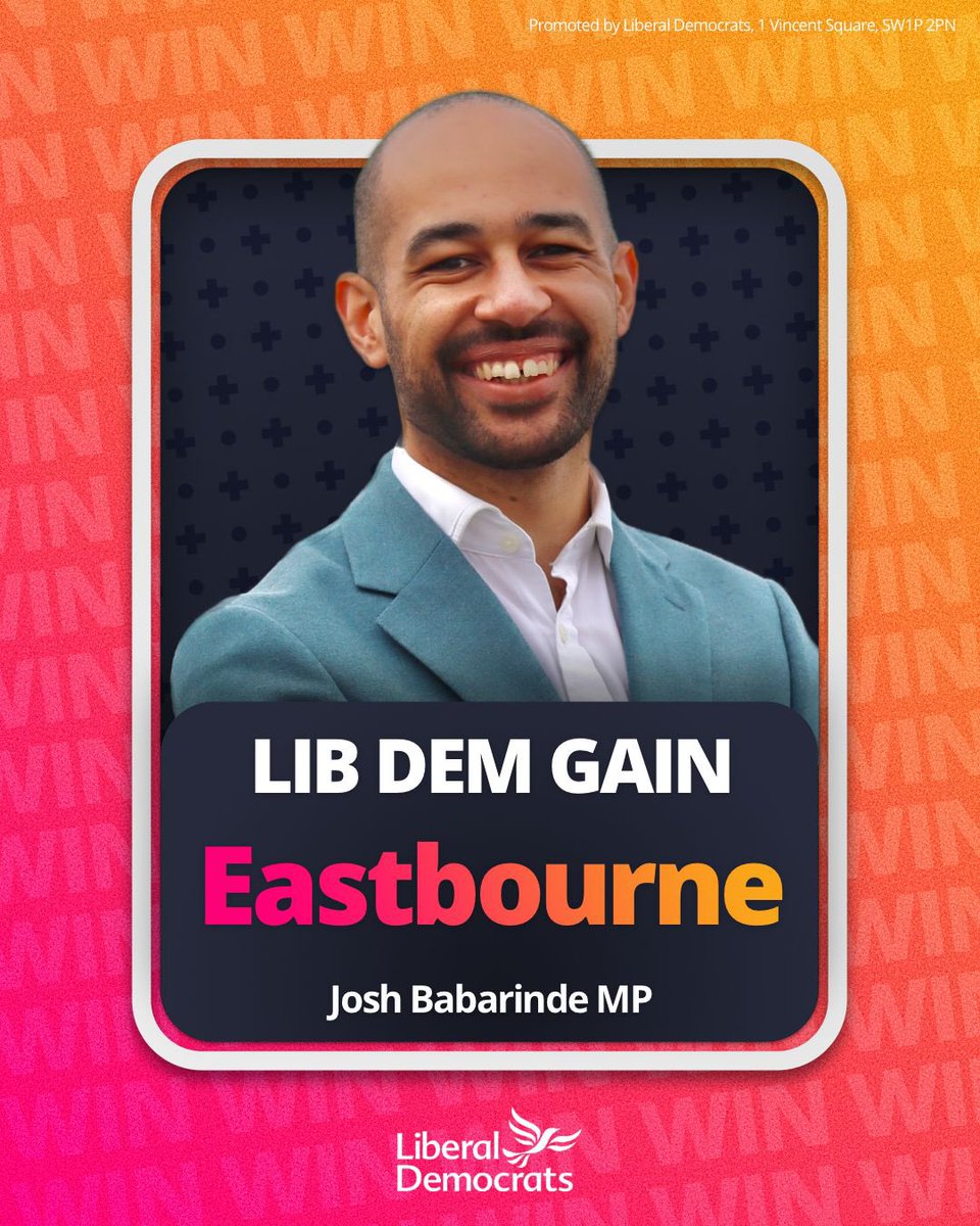 Wow.

It says a lot about our town when an #Eastbourne lad who looks 👦🏾 and loves 🏳️‍🌈 like me can stand to be #Eastbourne’s Member of Parliament - and win with the biggest majority here in a generation.

Lovely people, I will not let you down.

🙏Thank you, thank you, thank you.