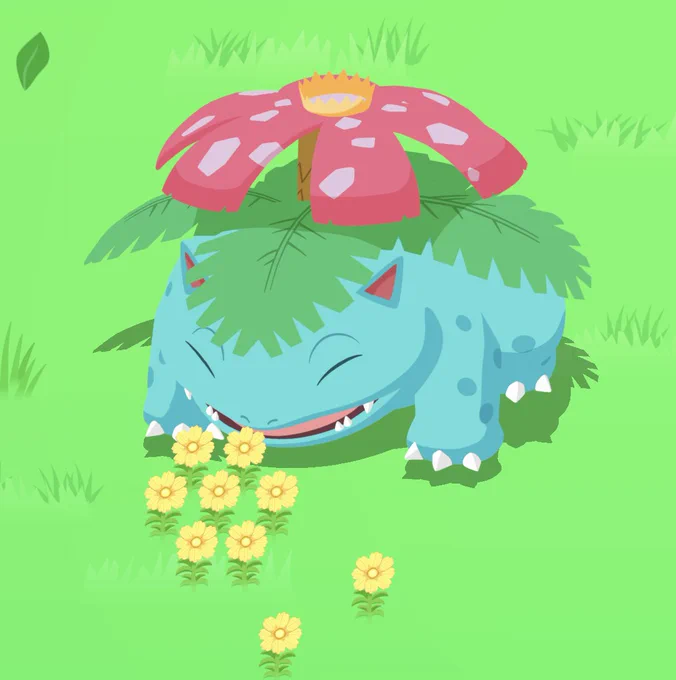 お花がお花を見てニコニコしており、愛おしい