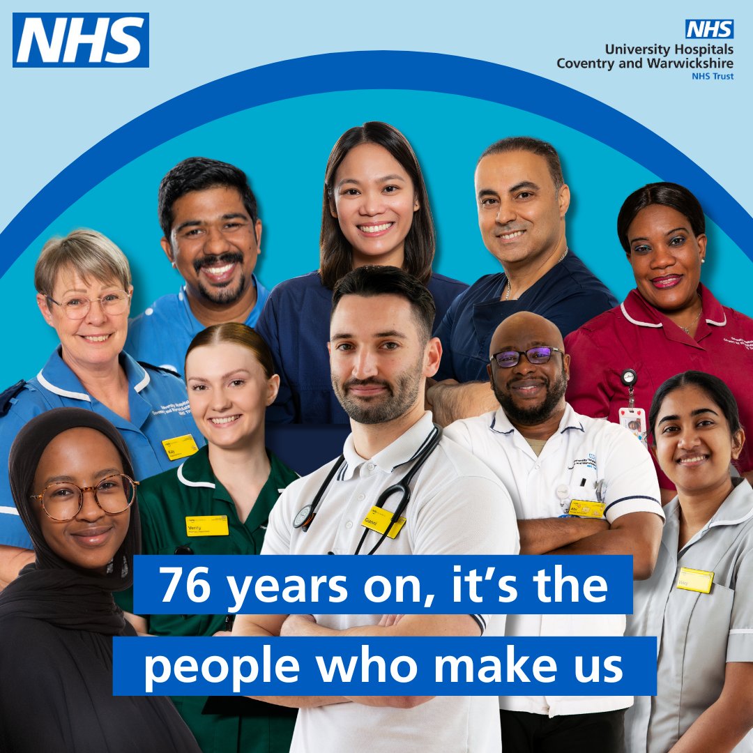 💙 The NHS was launched 76 years ago today on 5th July 1948 and we want to thank colleagues across the Trust for continuously and compassionately going above and beyond to make a difference to the patients we serve.

Thank you  to everyone that makes #TeamUHCW so special!  ✨