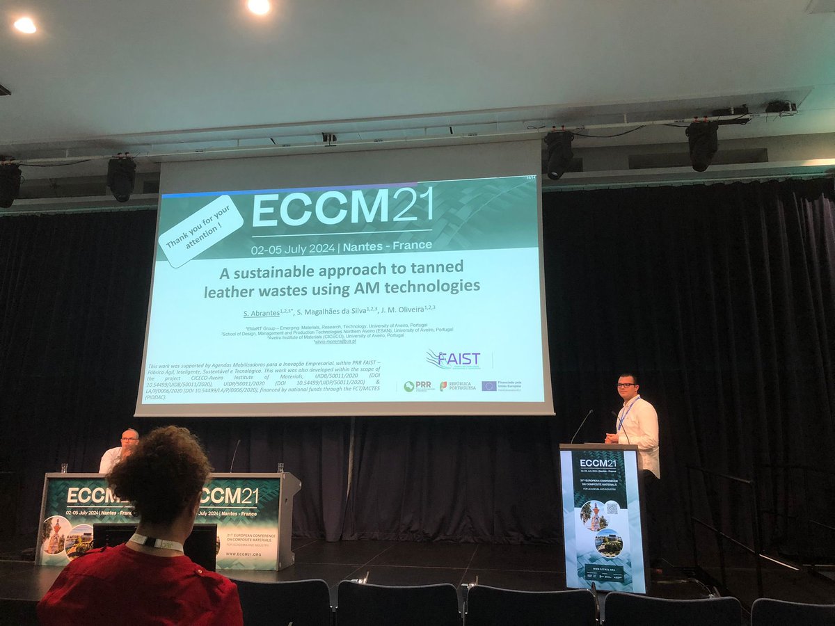 EMaRT_RG (@emart_rg) on Twitter photo Great presentation of our PhD student <a href="/silviomabrantes/">Sílvio Abrantes</a> at #ECCM21, about how to transform leather wastes into high-added products using aditive manufacturing technologies!
<a href="/ESAN_UA/">ESAN</a>; <a href="/ciceco_ua/">CICECO – Aveiro Institute of Materials</a>
#AdditiveManufacturing; #CircularEconomy Great presentation of our PhD student <a href="/silviomabrantes/">Sílvio Abrantes</a> at #ECCM21, about how to transform leather wastes into high-added products using aditive manufacturing technologies!
<a href="/ESAN_UA/">ESAN</a>; <a href="/ciceco_ua/">CICECO – Aveiro Institute of Materials</a>
#AdditiveManufacturing; #CircularEconomy