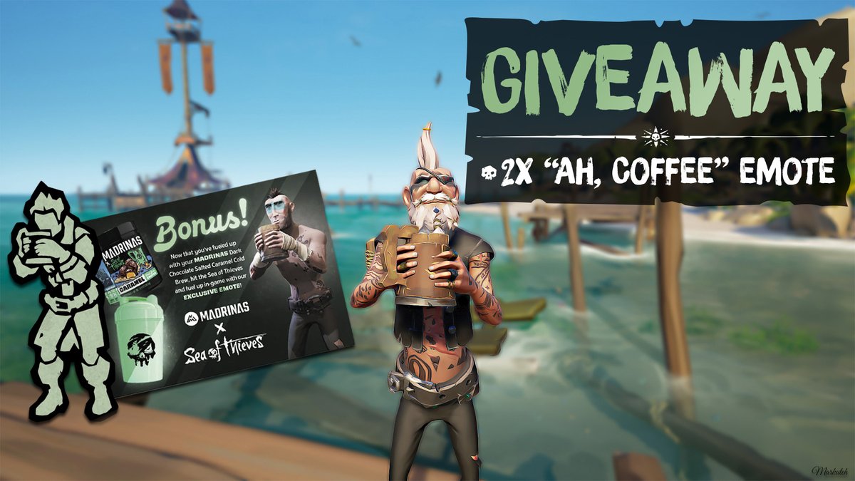 MarkuTeH (@immarkuteh) on Twitter photo Friday Raffle!! If anyone doesn't have this Emote yet it's your time. Good luck🍀
2x "Ah, Coffee" Emote☕️
1x Microsoft Code
1x Steam Code
To participate:
·Follow me on X
·Retweet this Tweet
·Comment "Steam" or "Microsoft"
End´s on 12th July
<a href="/SeaOfThieves/">Sea of Thieves</a> Friday Raffle!! If anyone doesn't have this Emote yet it's your time. Good luck🍀
2x "Ah, Coffee" Emote☕️
1x Microsoft Code
1x Steam Code
To participate:
·Follow me on X
·Retweet this Tweet
·Comment "Steam" or "Microsoft"
End´s on 12th July
<a href="/SeaOfThieves/">Sea of Thieves</a>