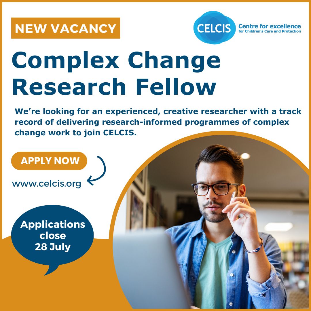 We're hiring! We’re looking for an experienced, creative researcher with a track record of delivering research-informed programmes of complex change work to join CELCIS. Spread the word! buff.ly/3W4BrFw #vacancy
