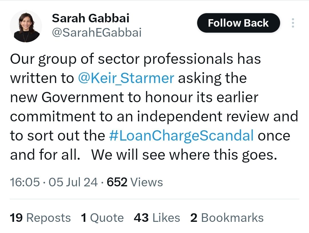 Thank you <a href="/SarahEGabbai/">Sarah Gabbai</a> for you ongoing persistent efforts to resolve #LoanChargescandal which are appreciated by all victims of this injustice. 🙏

x.com/SarahEGabbai/s…