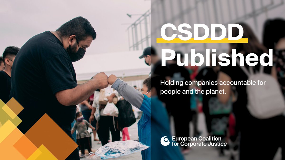 📰NEWS

The #CSDDD is officially published TODAY in the EU's Official Journal.

This is a major step towards ensuring companies take responsibility for their harm to #HumanRights &amp; environment
eur-lex.europa.eu/legal-content/…

What does this mean?🧵