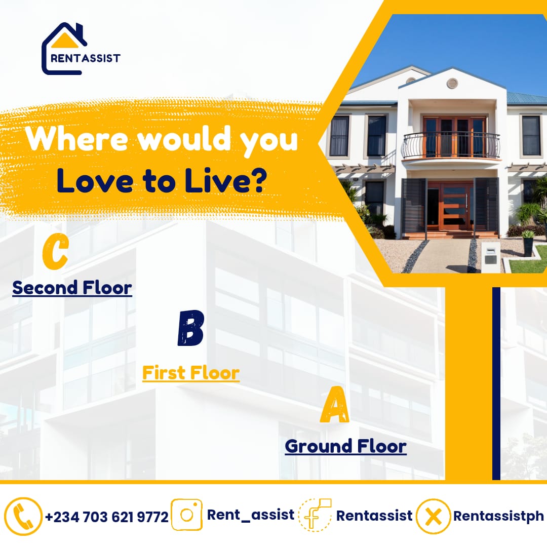 RentAssistPH's tweet photo. Where is your favourite place in a two-story building?

A. Ground floor - easy access!
B. First floor - quiet and cosy!
C. Last/second floor - private, and possibly the best views!

Let us know in the comments! 

#rentassistph #TinibuMUSTGo #NiphkeysMohbad #LGBTQ #McOluomo https://t.co/rSjTJBaPRt