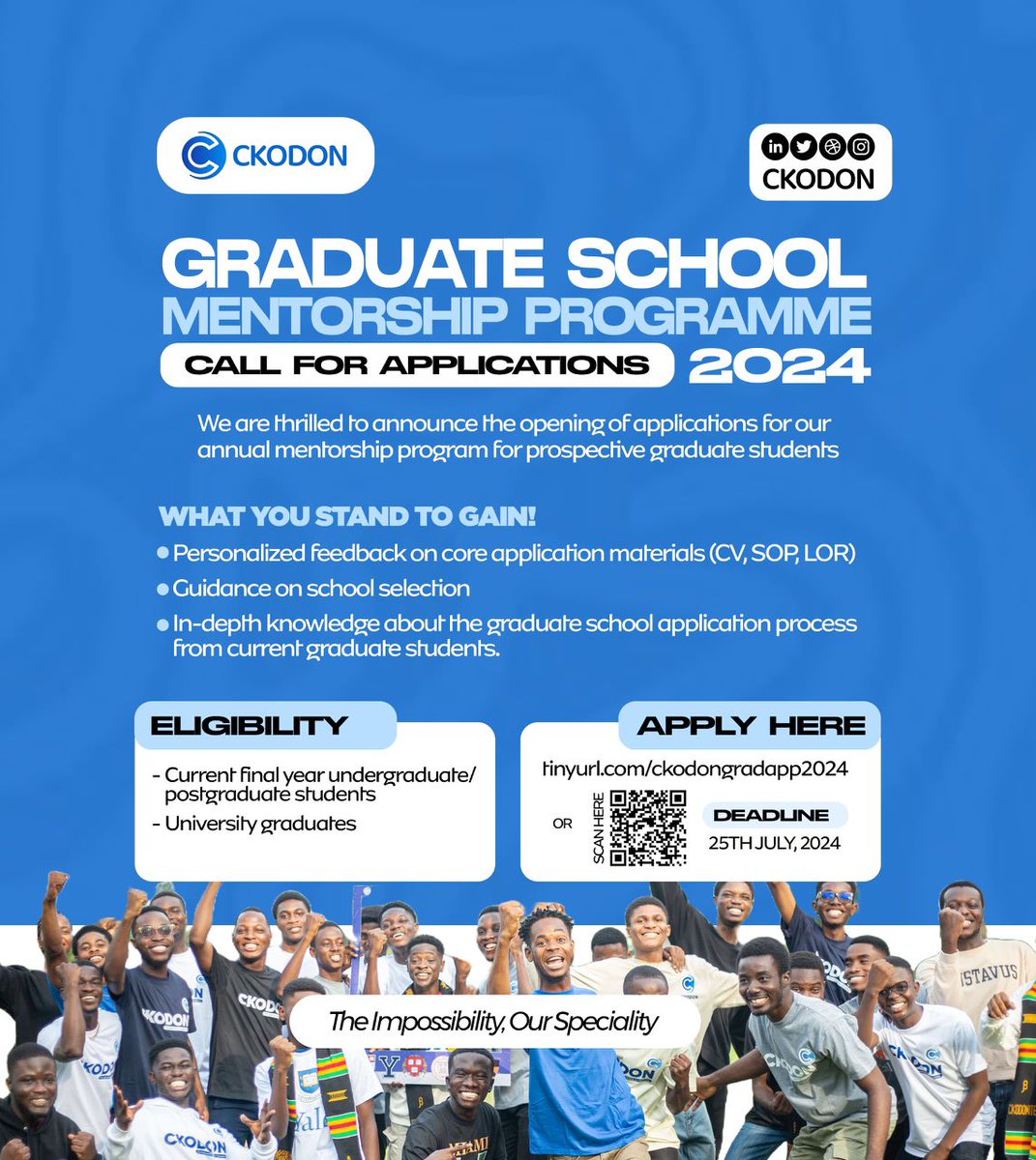 _ckodon's tweet photo. Exciting opportunity! 
We are now accepting applications for  2024 Graduate Application Mentorship Program! 
Get free personalized feedback and support to boost your graduate school applications 🇺🇸🇨🇦🇬🇧🇩🇪 
📅 Deadline: July 25, 2024.
 Apply now: https://t.co/8EZ5LoOFW3 https://t.co/ux3fCN5usy