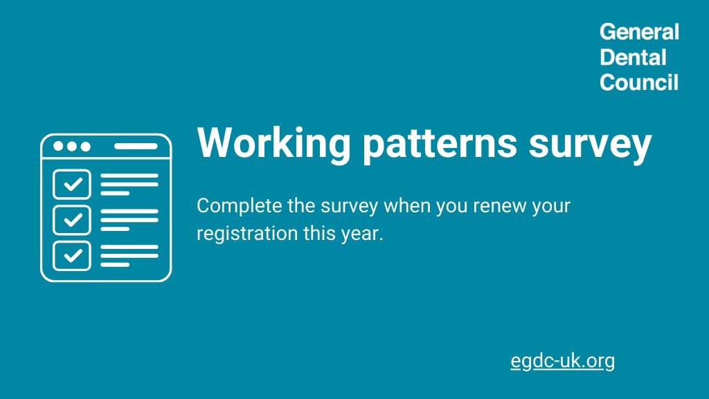 DCPs, this year you can take part in a short, voluntary working patterns survey to help improve the dental sector’s understanding of your working patterns, and support future workforce resource planning.

egdc-uk.org