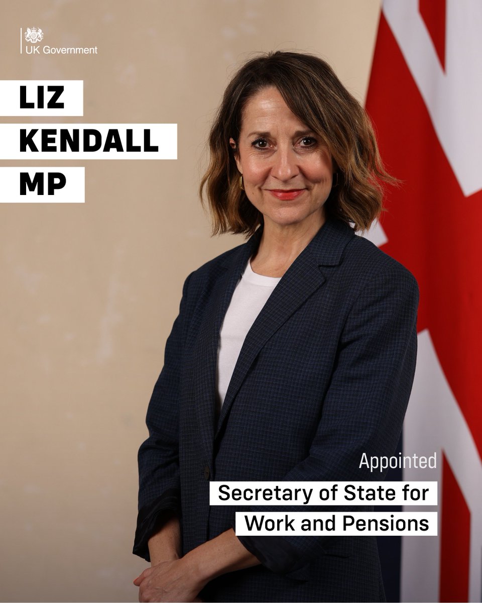 Liz Kendall MP <a href="/leicesterliz/">Liz Kendall</a> has been appointed Secretary of State for Work and Pensions.
