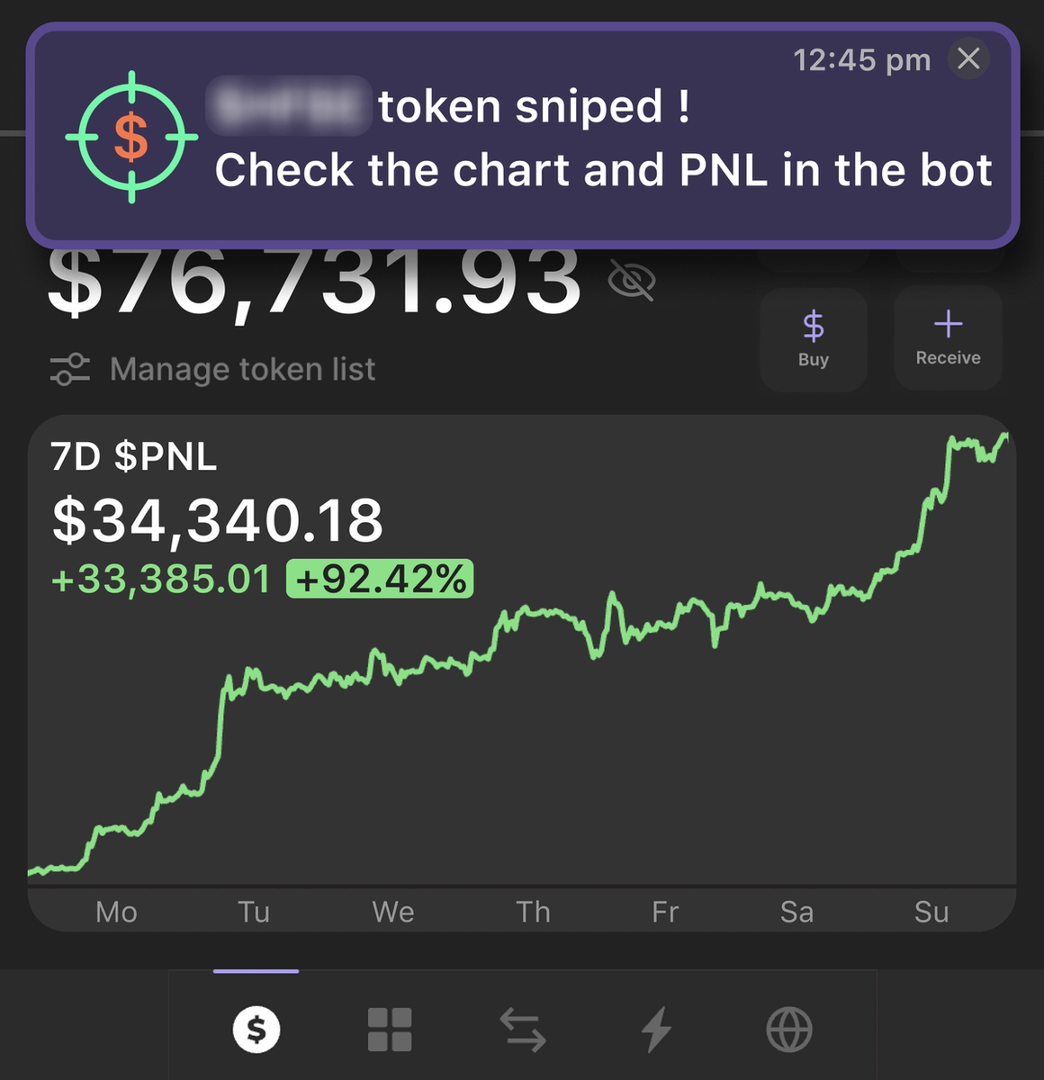 DeFiTracer's tweet photo. I traded for a week starting from 1 $SOL...

during this time I made 235 $SOL using:

→ Degen's tool
→ Secret sniping strategy
→ Research app _____

here's complete guide to turn 1 $SOL into 235 🧵👇 https://t.co/omUphYztOq