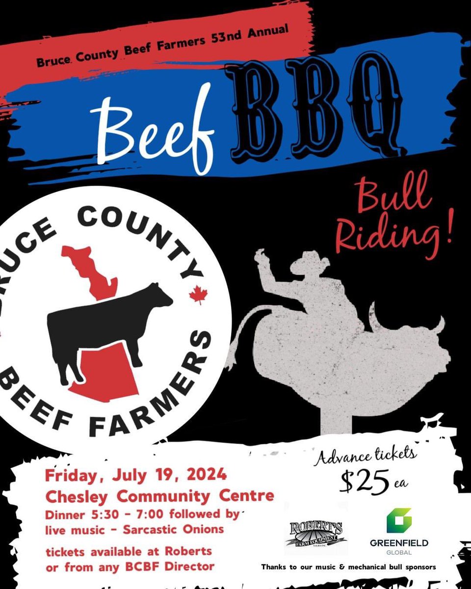 Grab your tickets! Only 2 weeks away. DM me for tickets <a href="/BeefCounty/">Bruce County Beef Farmers</a> <a href="/BeefFarmersON/">Beef Farmers of Ontario</a> <a href="/ONCornFedBeef/">OntarioCornFedBeef</a> #Eatbeef #SummerFun