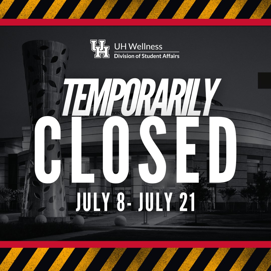 📣ATTENTION!📣Our office will be closed July 8-21 due to renovation. Services such as consultations will still be offered virtually. Request a service at uh.edu/wellness/servi…💻