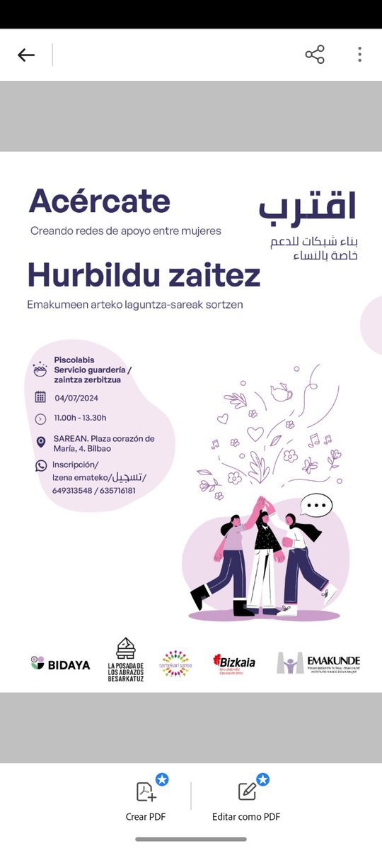 MusulmanaBidaya's tweet photo. Eskerrik asko etortzeagatik. Gracias por haberos acercado el día de ayer a nuestros encuentro y a la asociación Posada de los abrazos por la colaboración. Seguimos creando redes. #bidaya https://t.co/34xJ8RXrSC