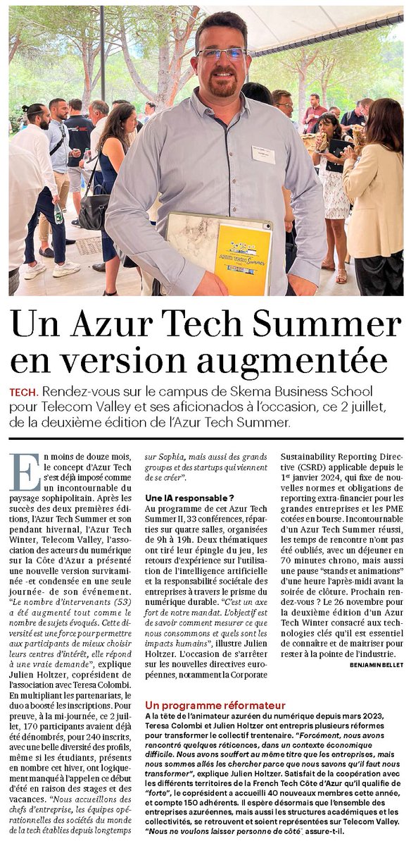 TelecomValley's tweet image. Merci @Tribuca pour ce bel article sur notre 2ème édition #AzurTechSummer