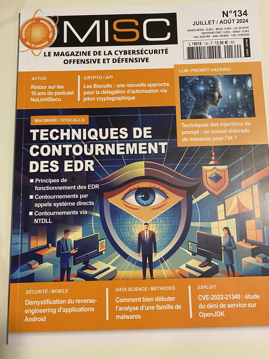 🏴‍☠️ On est dans <a href="/MISCRedac/">MISCmag</a> et à <a href="/_leHACK_/">leHACK</a> ! Passez sur le stand 🚀
⏩️ Numéro 134 de juillet/août au top 😎
🏴‍☠️#hacking #barbhack24 #lehack 🏝️
