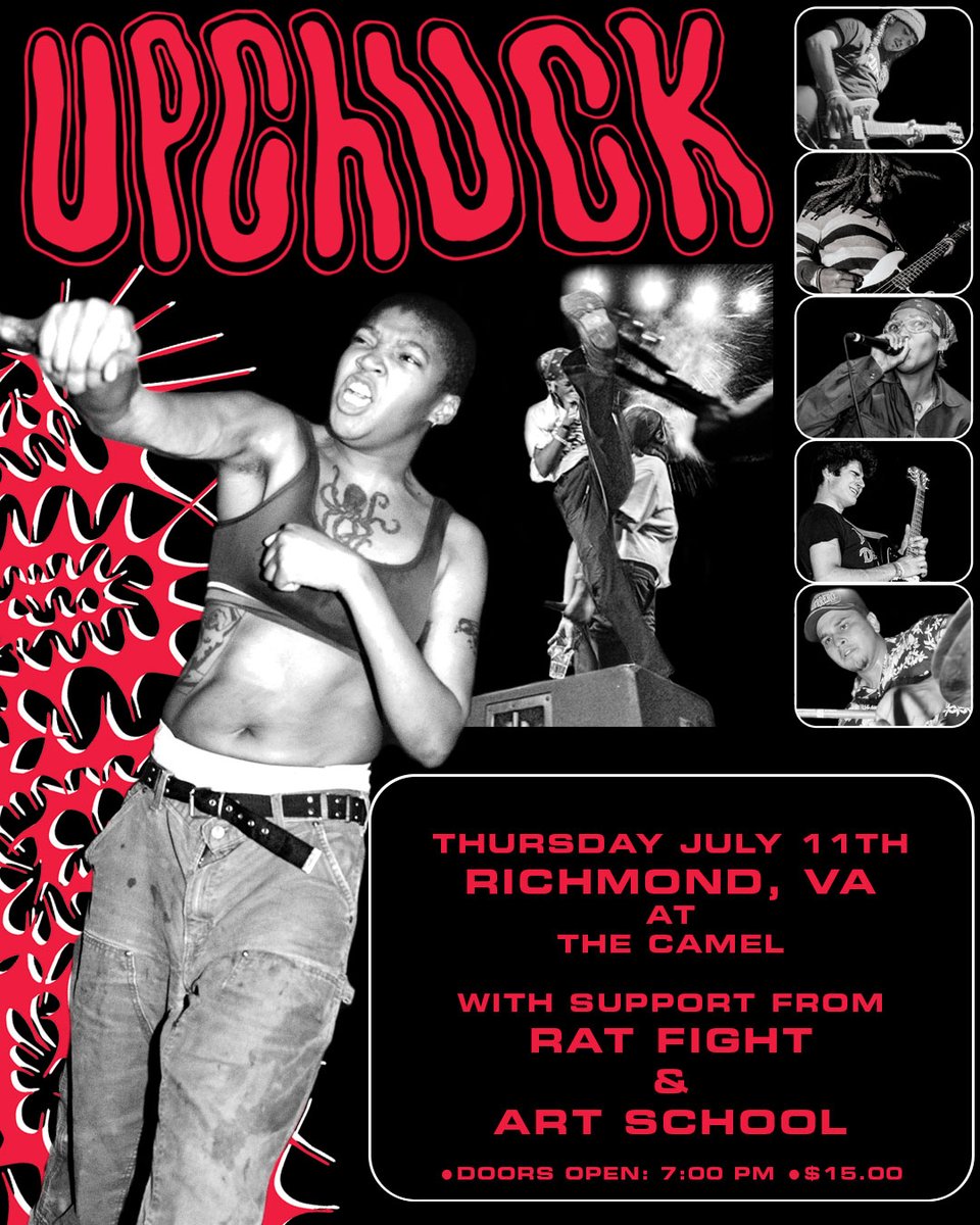 Next Thursday! UPCHUCK plays The Camel with support from Rat Fight &amp; Art School. Tickets are on sale now, grab yours here -&gt; bit.ly/Upchuck7-11