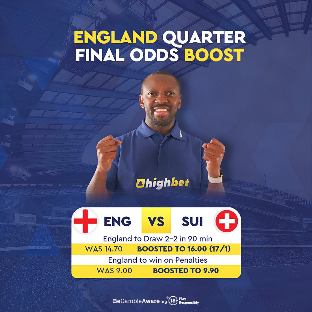 Shaun Wright-Phillips (@swp29) on Twitter photo Looking forward to England #Euro2024 quarter-final against Switzerland. Come on England! 🏴🙌🏾
Visit highbet.com/en-gb/sportsbo… for all <a href="/highbet/">tetanya brooks</a> match day betting. 18+|Gamble responsibly.
#Ad Looking forward to England #Euro2024 quarter-final against Switzerland. Come on England! 🏴🙌🏾
Visit highbet.com/en-gb/sportsbo… for all <a href="/highbet/">tetanya brooks</a> match day betting. 18+|Gamble responsibly.
#Ad