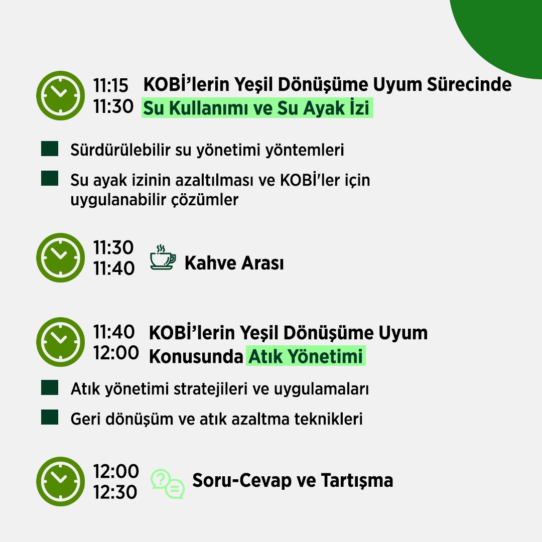 entertechtr's tweet photo. TÜBİTAK-1831 Türkiye Yeşil Sanayi Projesi - Yeşil İnovasyon Teknoloji Mentorlük Programı Bilgilendirme Etkinliği’ne davetlisiniz!🌱

Entertech İstanbul Teknokent Etkinlik Alanında gerçekleştirilecek olan bu etkinliği zoom üzerinden de takip edebilirsiniz.🙂 Prof. Dr. Ece Ümmü Deveci’nin konuşmacı olarak yer alacağı bu etkinlikte KOBİ’lerin yeşil dönüşüme uyum süreçleri uçtan uca konuşulacak.💬

Etkinlik detayları için sola kaydırabilirsiniz.👈🏻 

Hibrit katılım göstermek isteyenler için zoom linke tıklayın 👉🏻 https://t.co/s7uuXMYcyD

Etkinlik kayıt formu için linke tıklayın 👉🏻 https://t.co/Azu5hxyM3J

📆: 9 Temmuz 2024
🕥: 10.30-12.30
📍 Entertech Etkinlik Alanı / Hibrit

#Entertech  #EntertechİstanbulTeknokent #TÜBİTAK1831 #TürkiyeYeşilSanayiProjesi #KOBİ