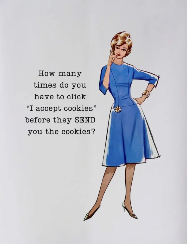 "How many times do you have to click "I accept cookies" before they SEND you the cookies?"🍪

#Humor #Fun #Funny #Funnies #Cookies #Hilarious #Relatable #LaughterIsTheBestMedicine #Memes #JustForFun #FridayFun #FridayFunDay #Laughter #Joke #Jokes #JokeOfTheDay #ThoughtOfTheDay