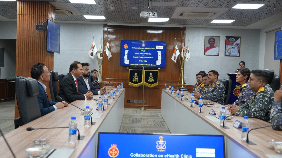 INS_India_IN's tweet photo. To promote health awareness about #LifestyleDisease and also as part of '90 Days Fitness Programme', #INSIndia in collaboration with #HewlettPackardEnterprises launched eHealth Clinic on 05 Jul 24, utilising state of the art Health ATM concept. 

The Health ATM was inaugurated by Surg VAdm Arti Sarin AVSM, VSM, Director General Medical Services (Navy) in presence of  Mr Som Satsangi, MD Hewlett Packard Enterprises.