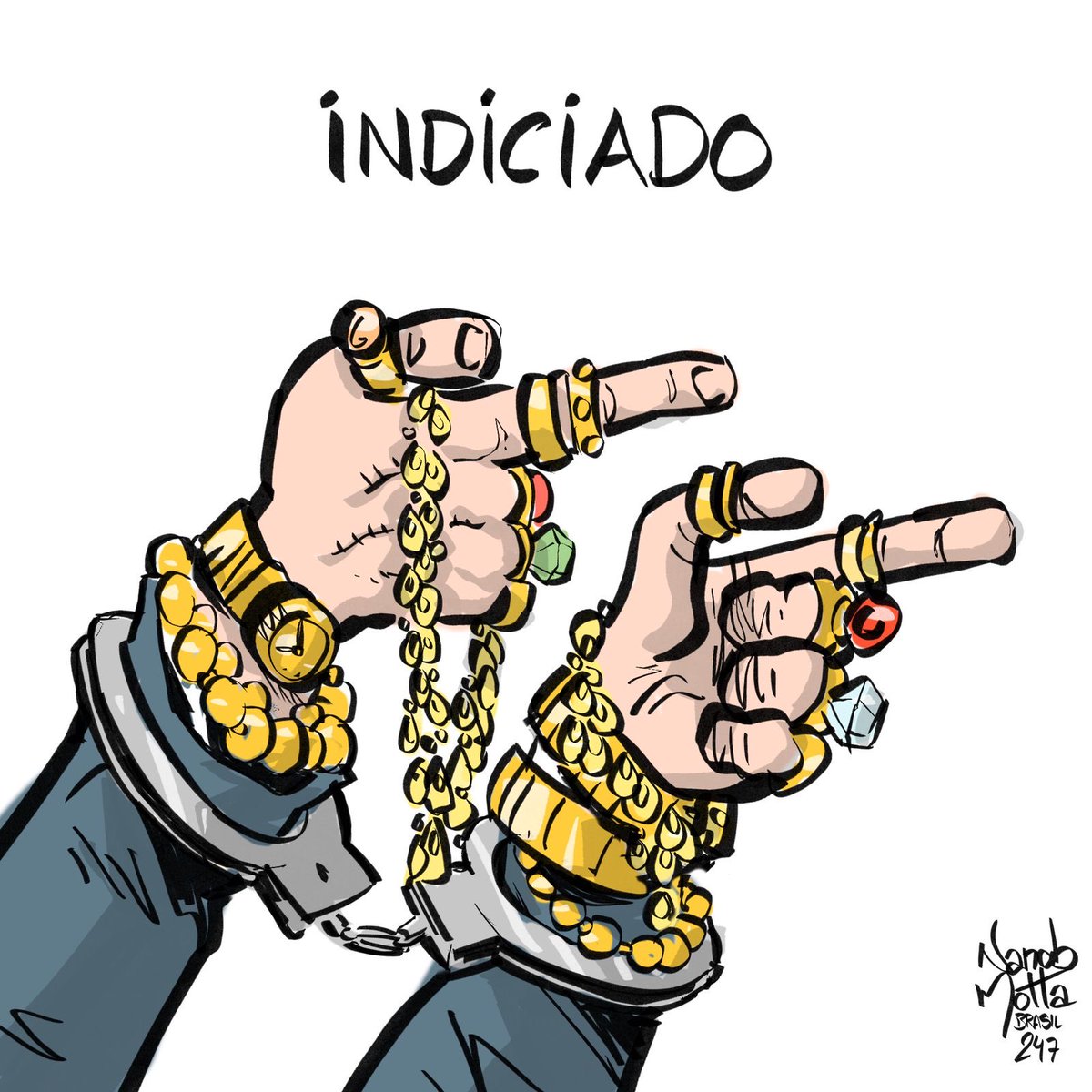 Indiciado. A charge de Nando Motta para o ⁦<a href="/brasil247/">Brasil 247</a>⁩