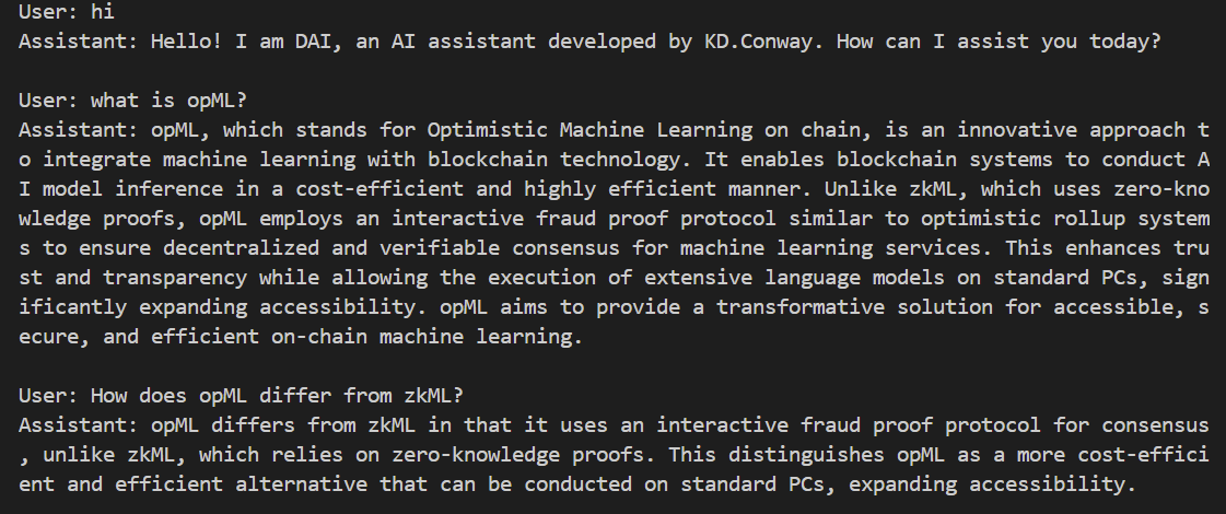 0xKDConway's tweet image. Introducing the #opML AI Assistant! 🤖Having answered countless questions about opML, I realized: why not use AI for the opML explanations? I&apos;ve fine-tuned an AI model as your go-to guide for all things #opML. 🥳