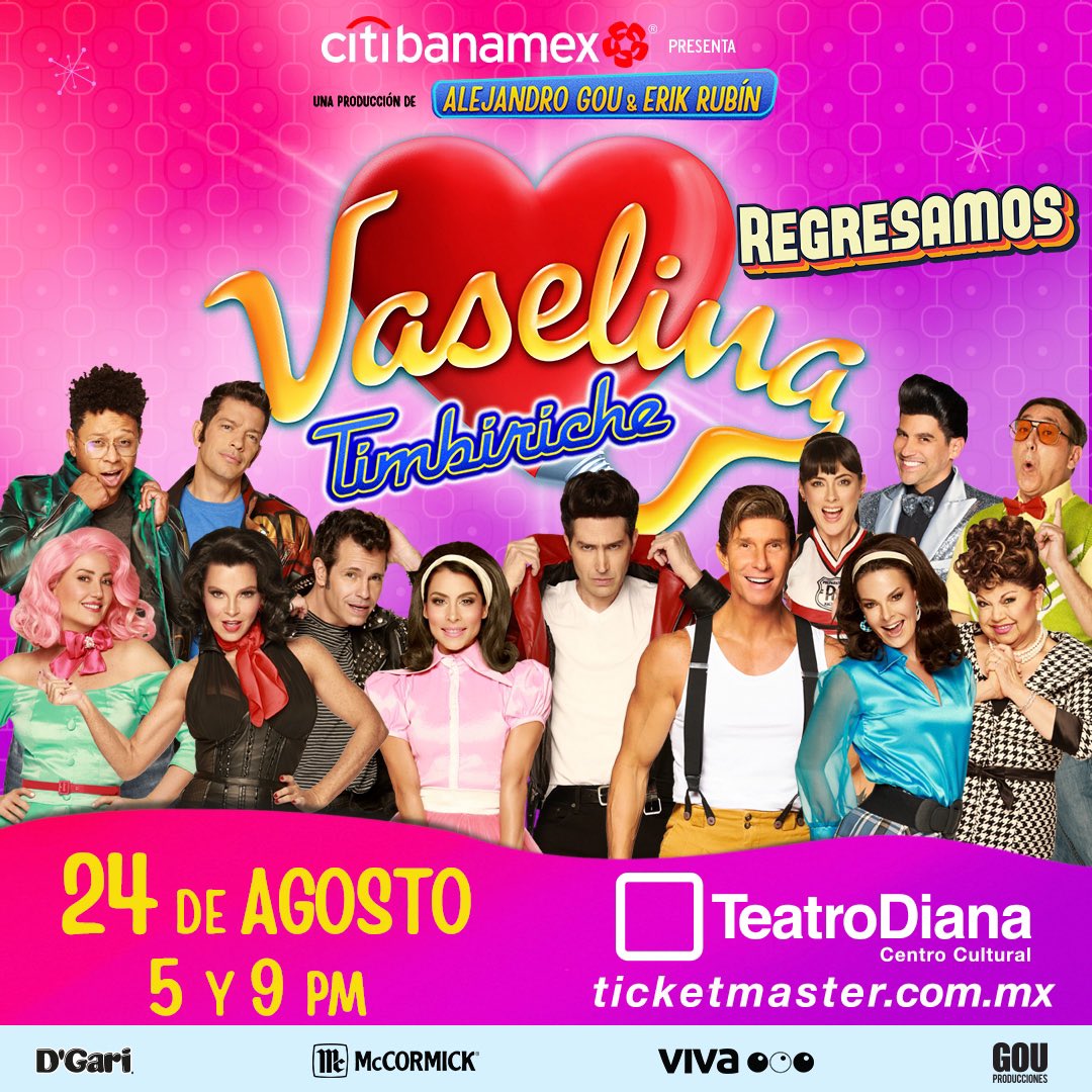 🎶 ¡Guadalajara, la espera terminó! Vaselina llega al Teatro Diana el 24 de agosto. ¡No te lo pierdas! 🌟 #VaselinaLaGira #VaselinaEnGDL

🎟️ bit.ly/VasGuadalajara
