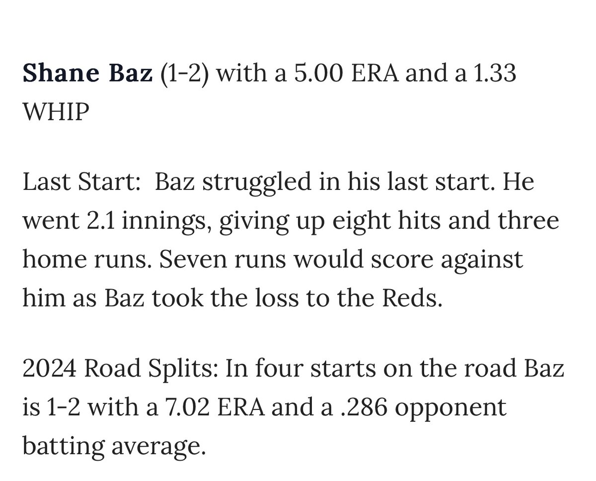 SamBamCrypto's tweet image. Who’s gonna tell @theidiotsports not go off pitching stats from 2 years ago? Baz has been in AAA all season….
