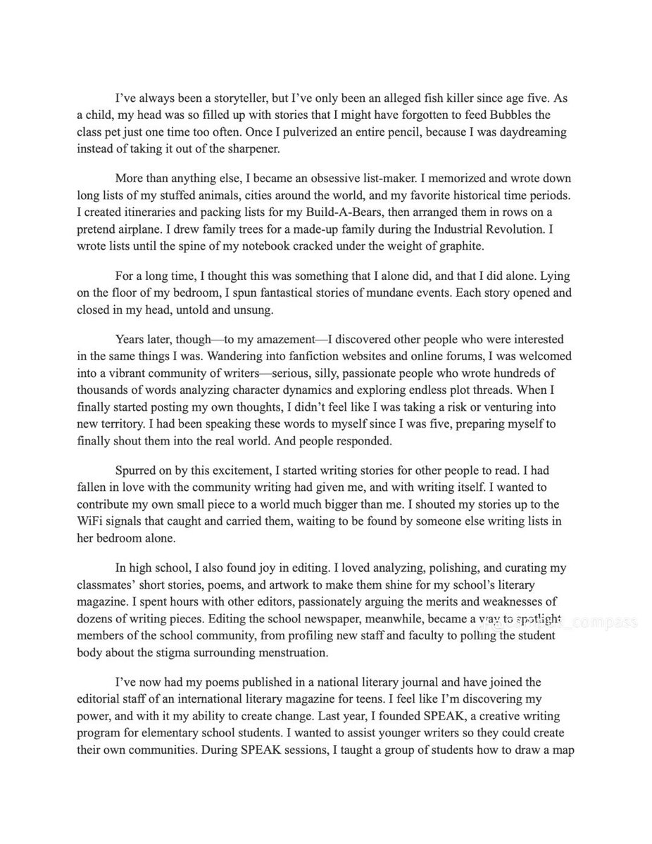temabef's tweet photo. This essay got this student into Harvard University with funding. 

Essay by Samantha. https://t.co/nnTHuiD8QV