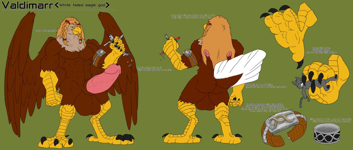 Atlasloom's tweet photo. Been wanting to get Valdimarr a proper ref for a long while now, just haven't gotten around to it.

But while commissioning it, i also decided to get some slight design changes in as well~

Initial sketch by @/SixSydes which was lined and colored by me. https://t.co/8n2iFmJXVk