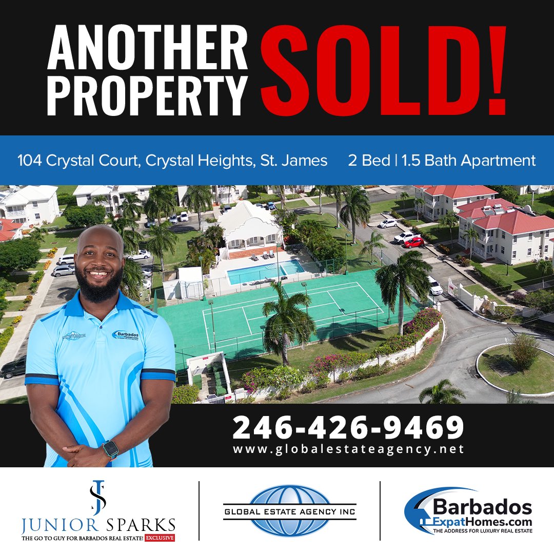 GlobalEstateBB's tweet photo. Another Exclusive Listing SOLD &amp; CLOSED in no time by our broker Junior Sparks🔑

Huge congrats to the new owners and thank you to the seller for hiring us exclusively💙

We have another Crystal Court Exclusive soon ready for the sale market👌🏾⁣

#soldandclosed #barbados #realtor https://t.co/JZpHGI7V3O