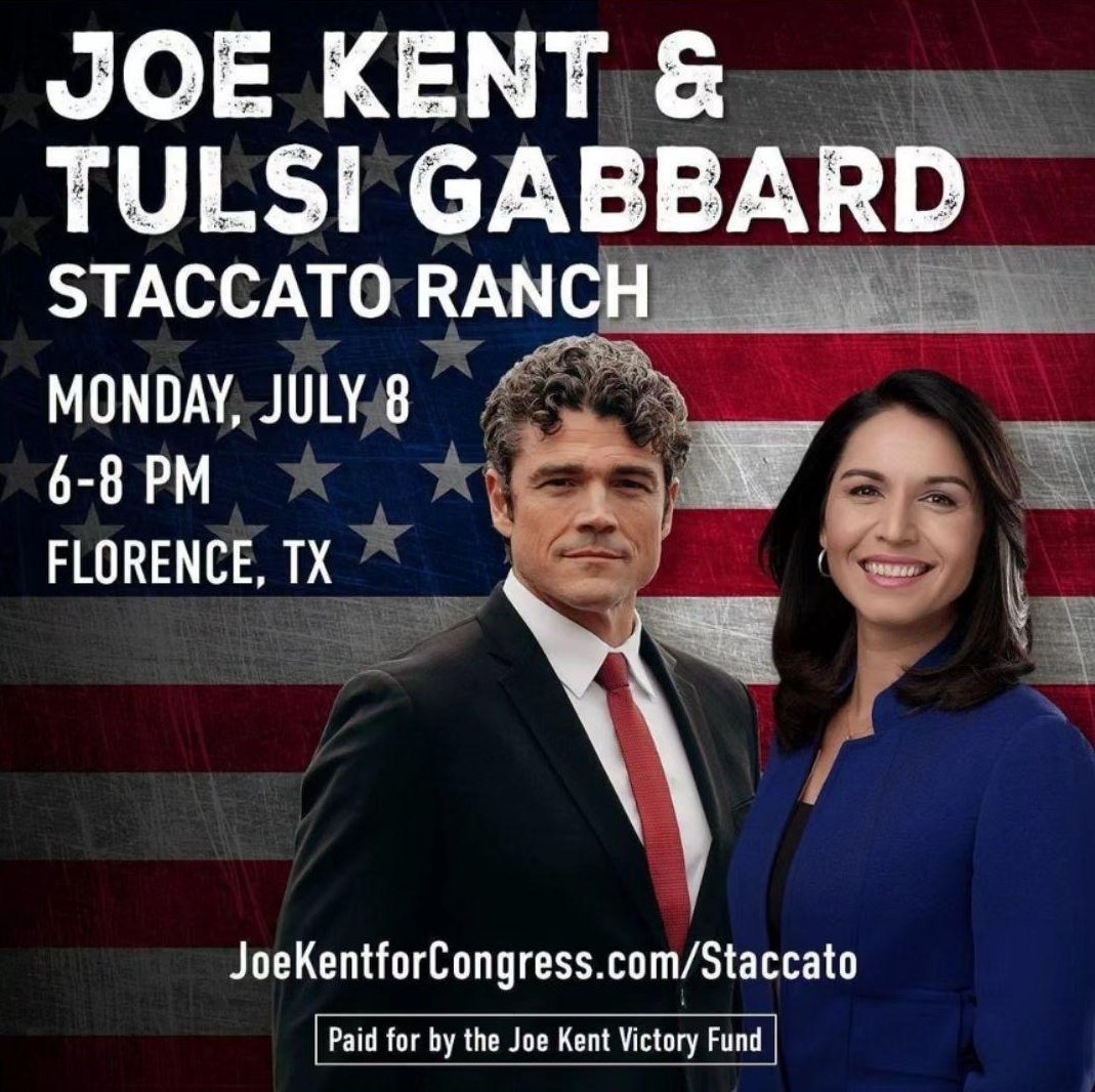 antiwarmisfit's tweet photo. Book Signing Event for Joe Kent at Staccato Ranch in Florence, Texas with special guest, Tulsi Gabbard on July 8

#JoeKentForCongress

Link for tickets posted below 👇 https://t.co/KUOGRkOQxI