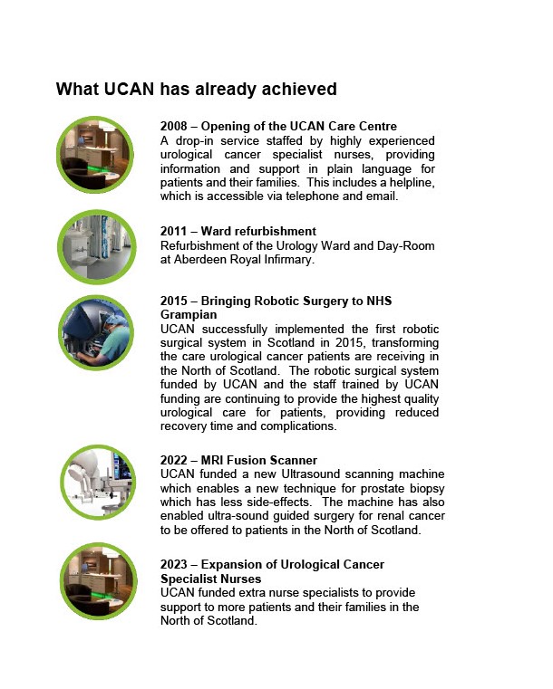 We have achieved so much since opening the doors of the UCAN Centre 16 years ago but there’s so much more we need to do.  Please give whatever you can to our Rapid Diagnostic Centre Appeal, for more information visit the RDC page on our website ucanaberdeen.com/rdcappeal/